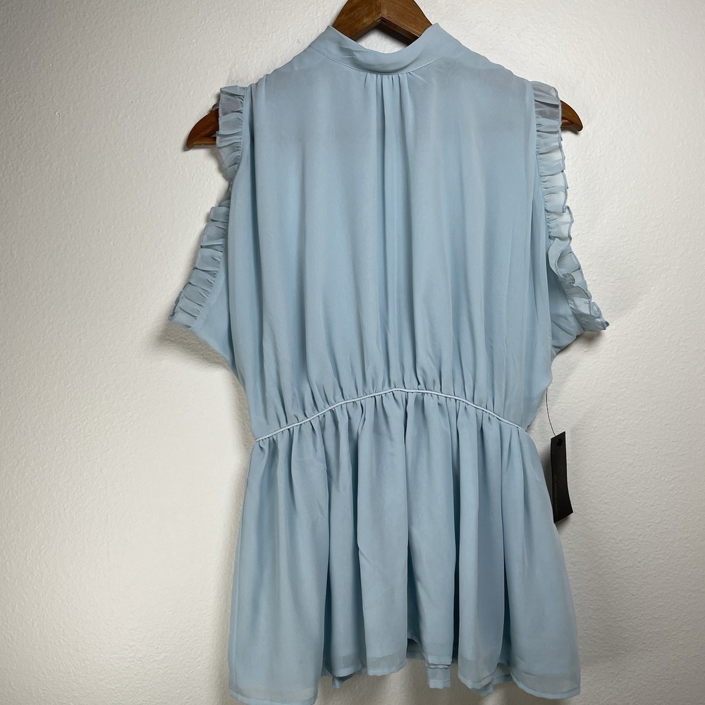 NWT Blaque Label Women ~M* Blue Top Ruffle Coquette Chiffon Peplum